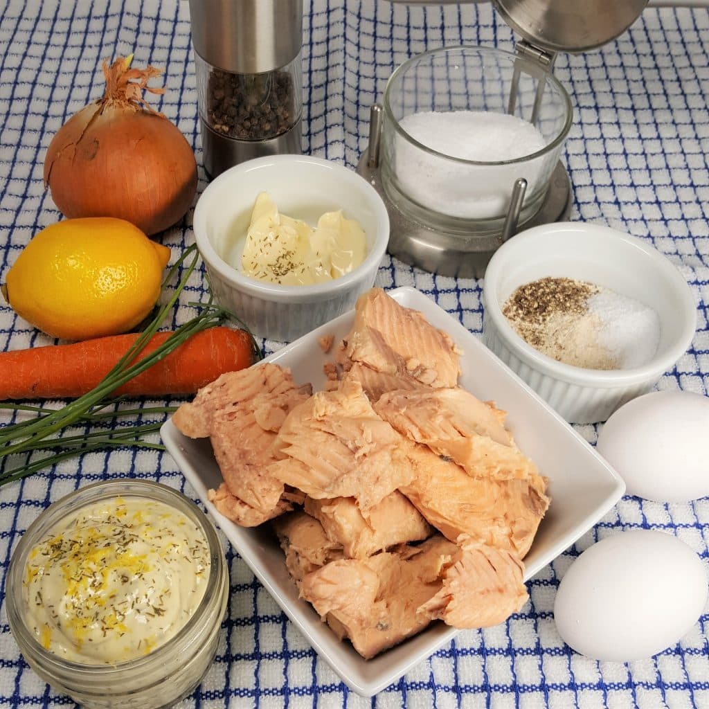 Cast of Ingredients for Air Fryer Salmon Croquettes
